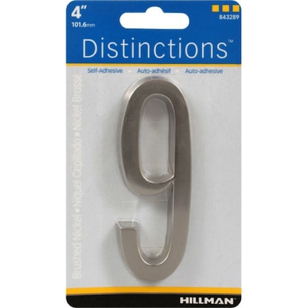 Hillman Distinctions 4 in. Silver Zinc Die-Cast Self-Adhesive Number 9 1 pc, PK3 843289